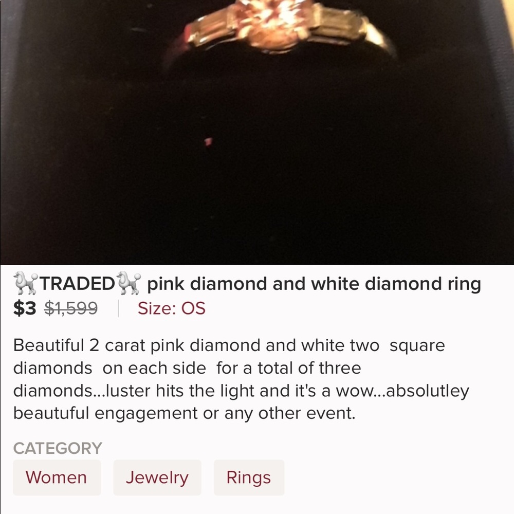 SHE LIED! Pink Diamond Ring SHE BLOCKED ME - Picture 4 of 8